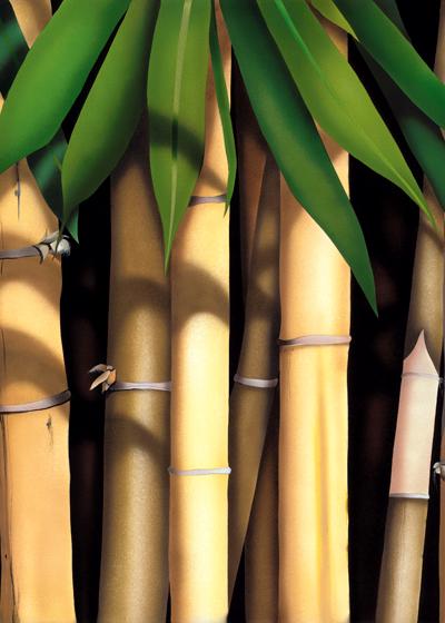 Portion from the Center Part of the Bamboo Tryptic Painting Shelly Maudsley White Bamboo Tryptic Water Acrylic Painting